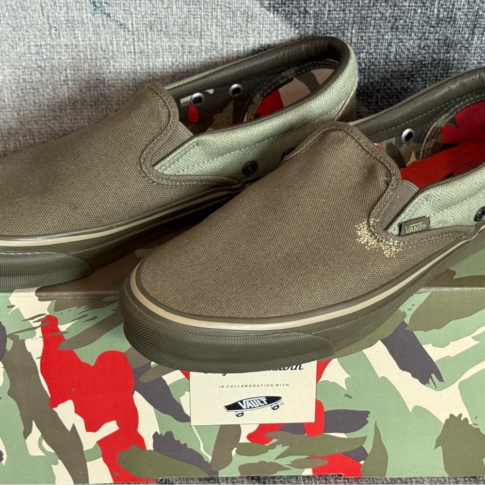 Vans Vault x Nigel Cabourn OG Classic Slip-On collab BNIB khaki/military green